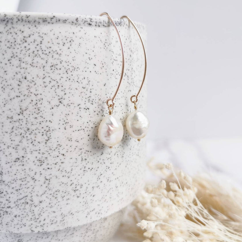 Baroque Pearl earrings - Sterling Silver or 14k Gold-filled