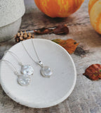 Large Keishi Pearl earrings & necklace set - Silver or 14k Gold-filled