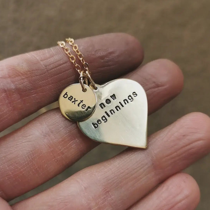 PERSONALISED Brass Birch leaf Necklaces (small & large)