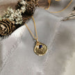 Brass Teardrop pendant with Lapis Lazuli and Pearl charms