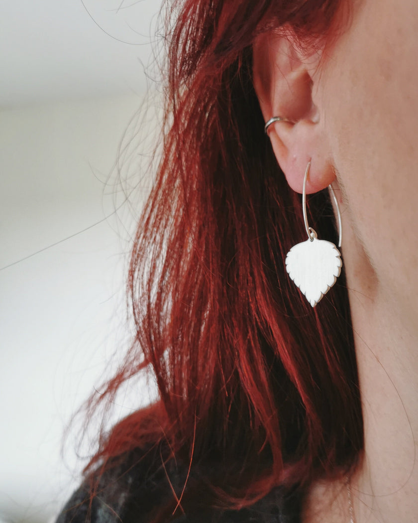 Silver Birch leaf Earrings