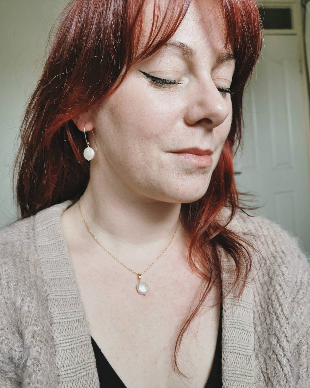 Small Coin Pearl earrings - Silver or 14k Gold-filled