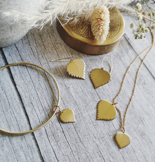 Large Brass Birch leaf Earrings
