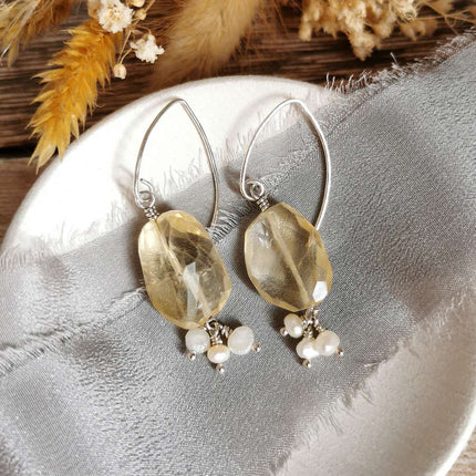 Citrine and Pearl Silver earrings