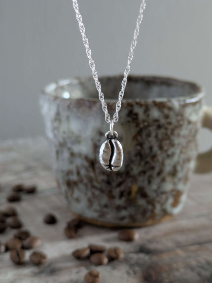 Silver Coffee Bean charm necklace