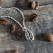Silver Coffee Bean necklace - on 16