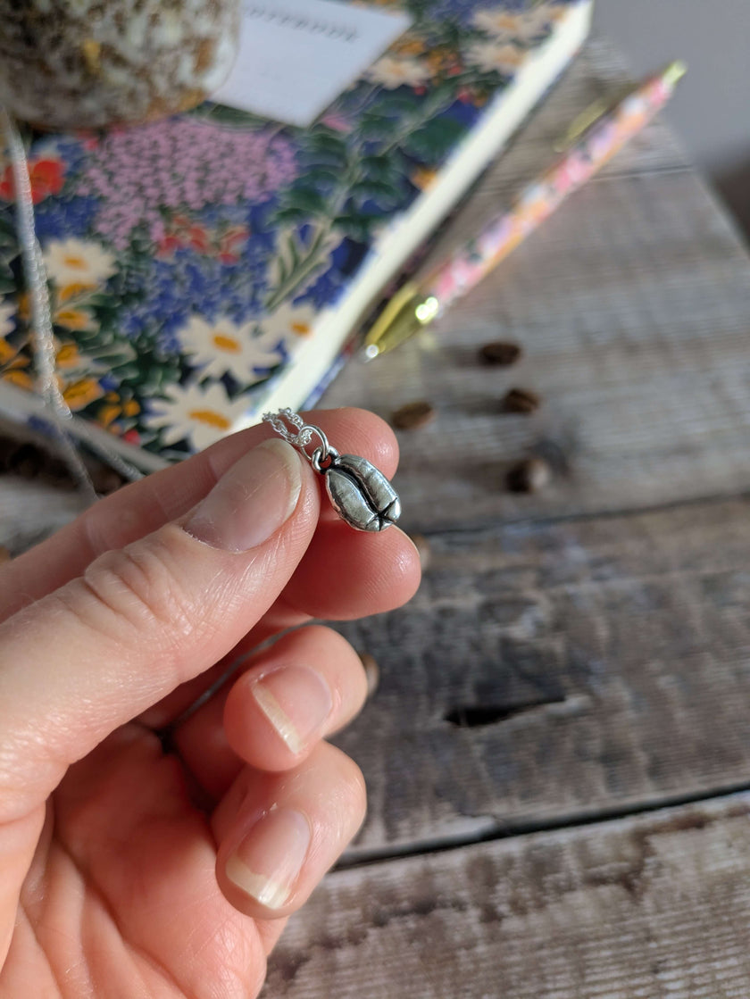 Silver Coffee Bean charm necklace (PRE-ORDER)