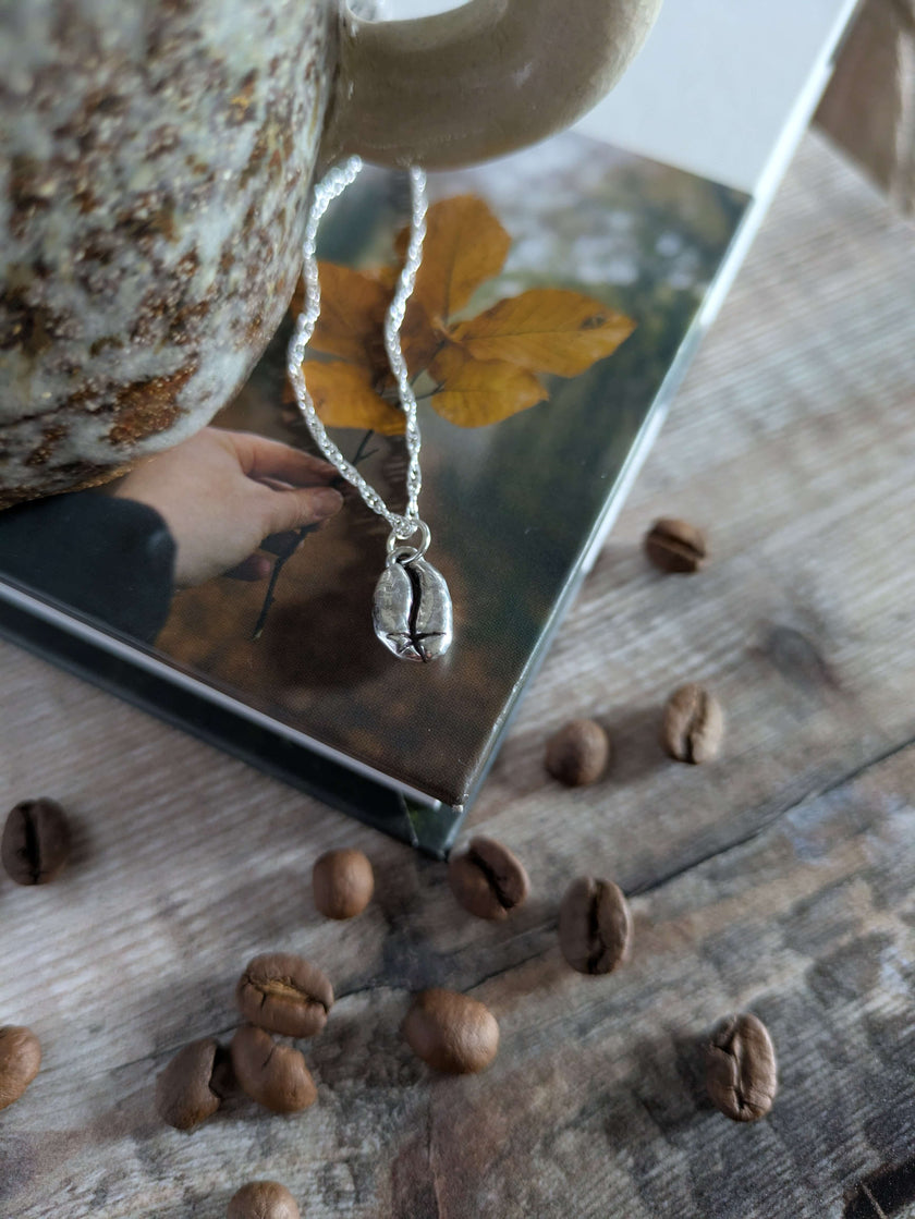 Silver Coffee Bean charm necklace (PRE-ORDER)