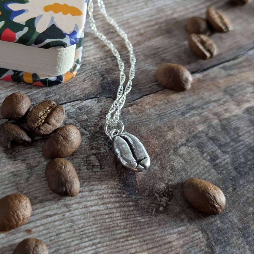Silver Coffee Bean necklace - on 16