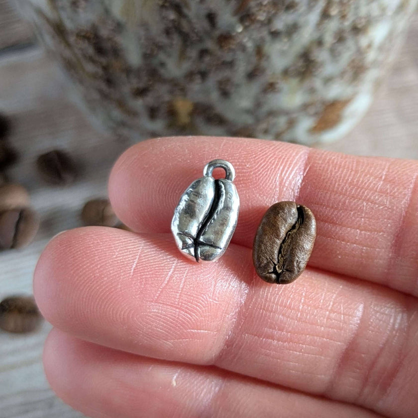 Silver Coffee Bean necklace - on 16