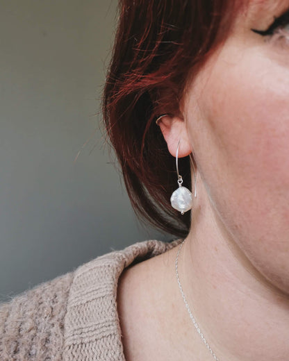 Large Keishi Pearl earrings - Silver or 14k Gold-filled