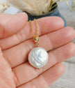Large Coin Pearl necklace - Silver or 14k Gold-filled