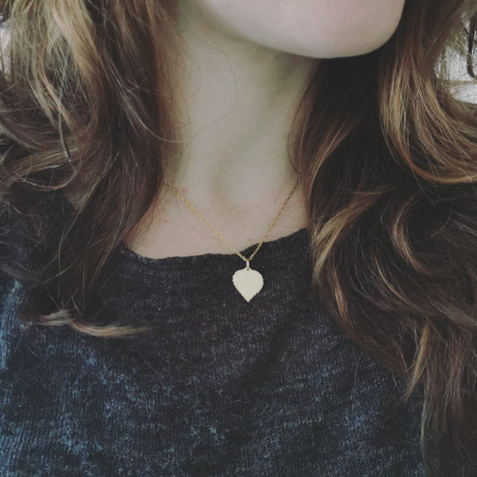 Small Brass Birch leaf Necklace