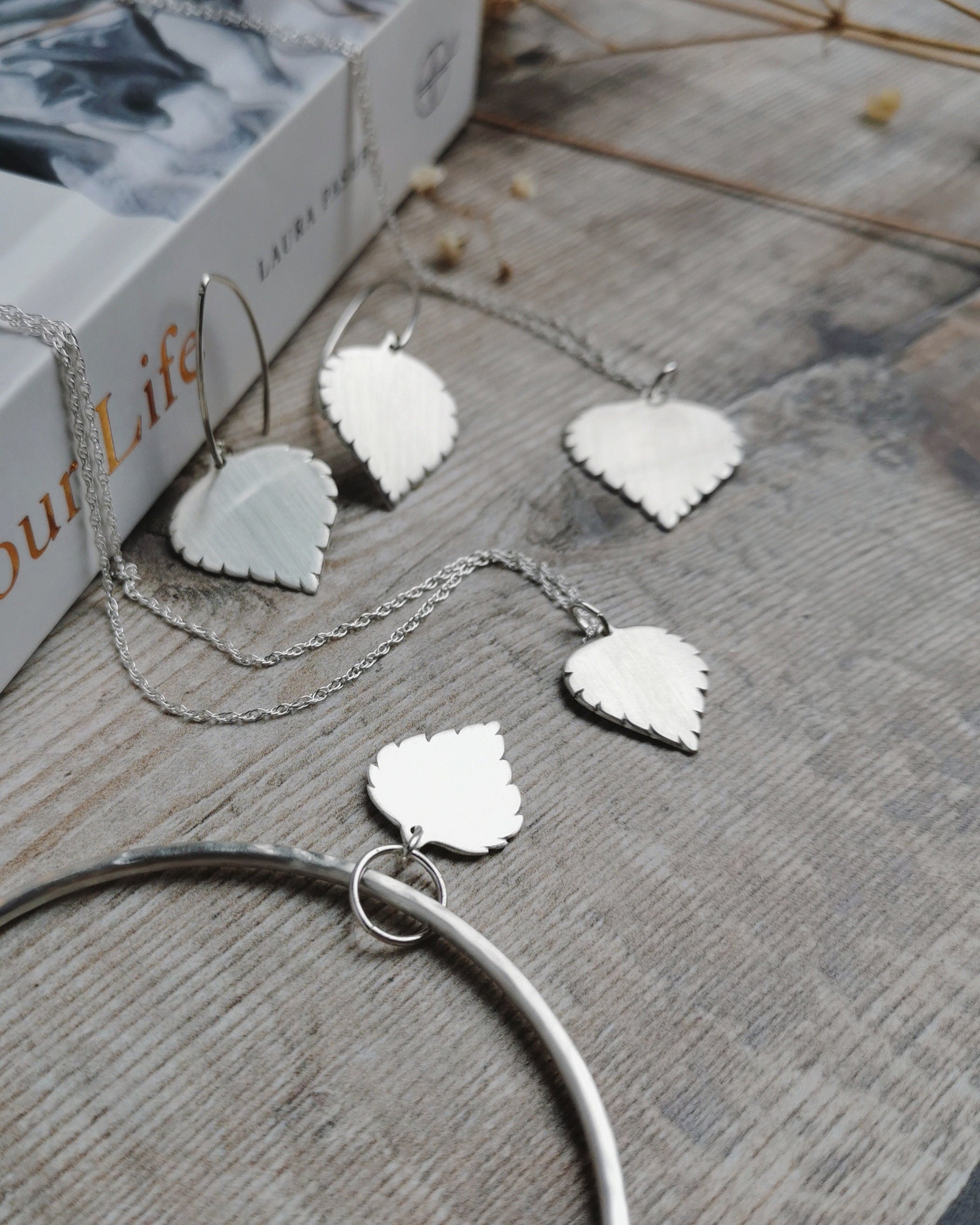 Silver Birch leaf Bangle