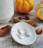 Large Coin Pearl earrings - Silver or 14k Gold-filled