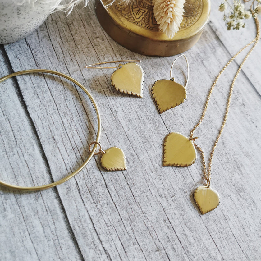 Brass Birch leaf Bangle