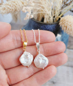 Large Keishi Pearl necklace - Silver or 14k Gold filled