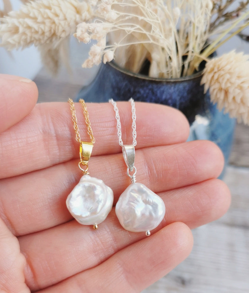 Large Keishi Pearl necklace - Silver or 14k Gold filled