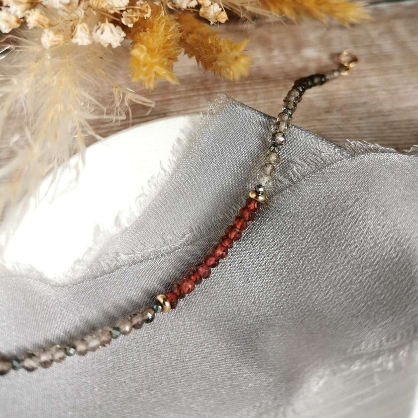 Garnet, Smoky Quartz & Gold bracelet