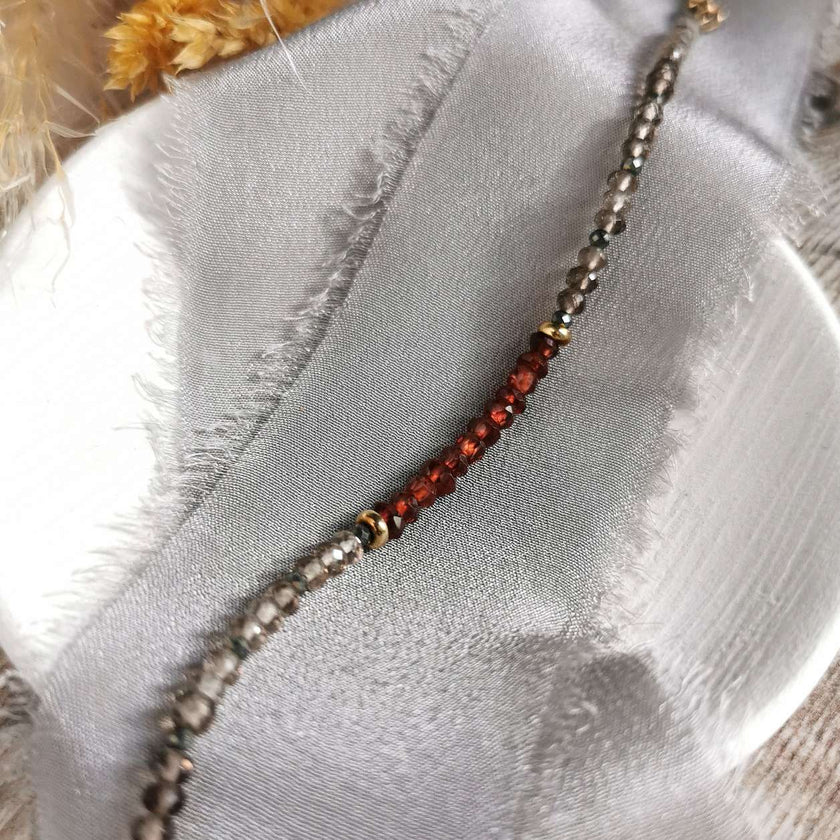 Garnet, Smoky Quartz & Gold bracelet