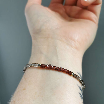 Garnet, Smoky Quartz & Gold bracelet