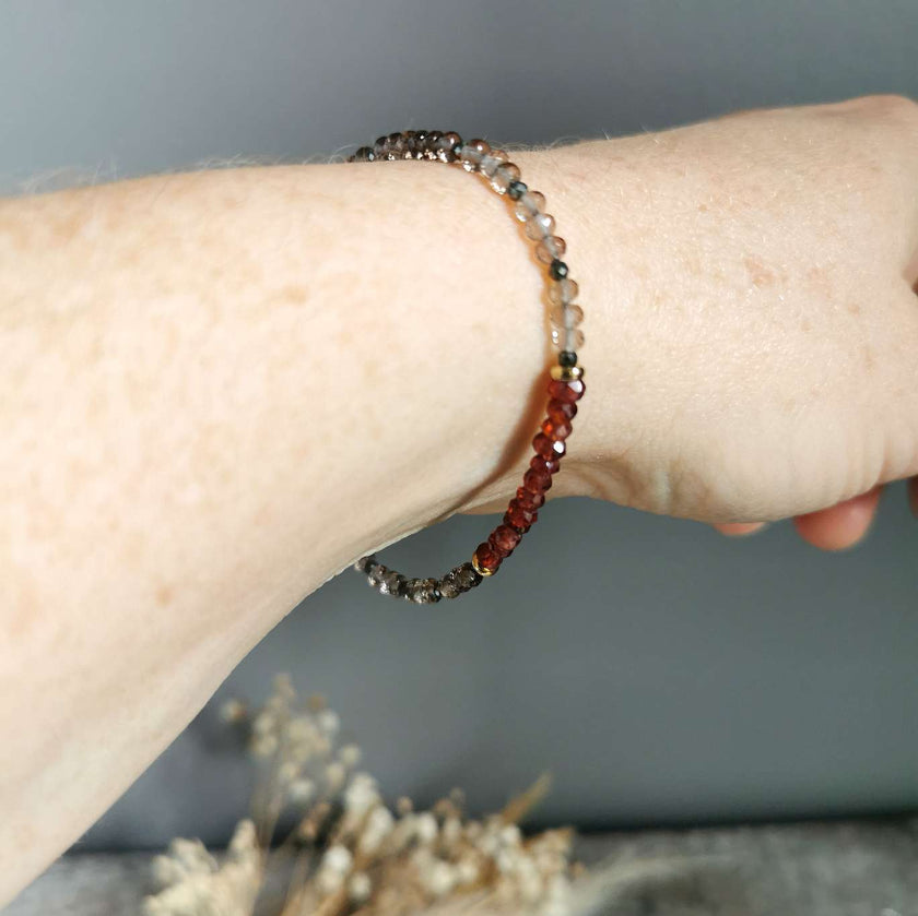 Garnet, Smoky Quartz & Gold bracelet