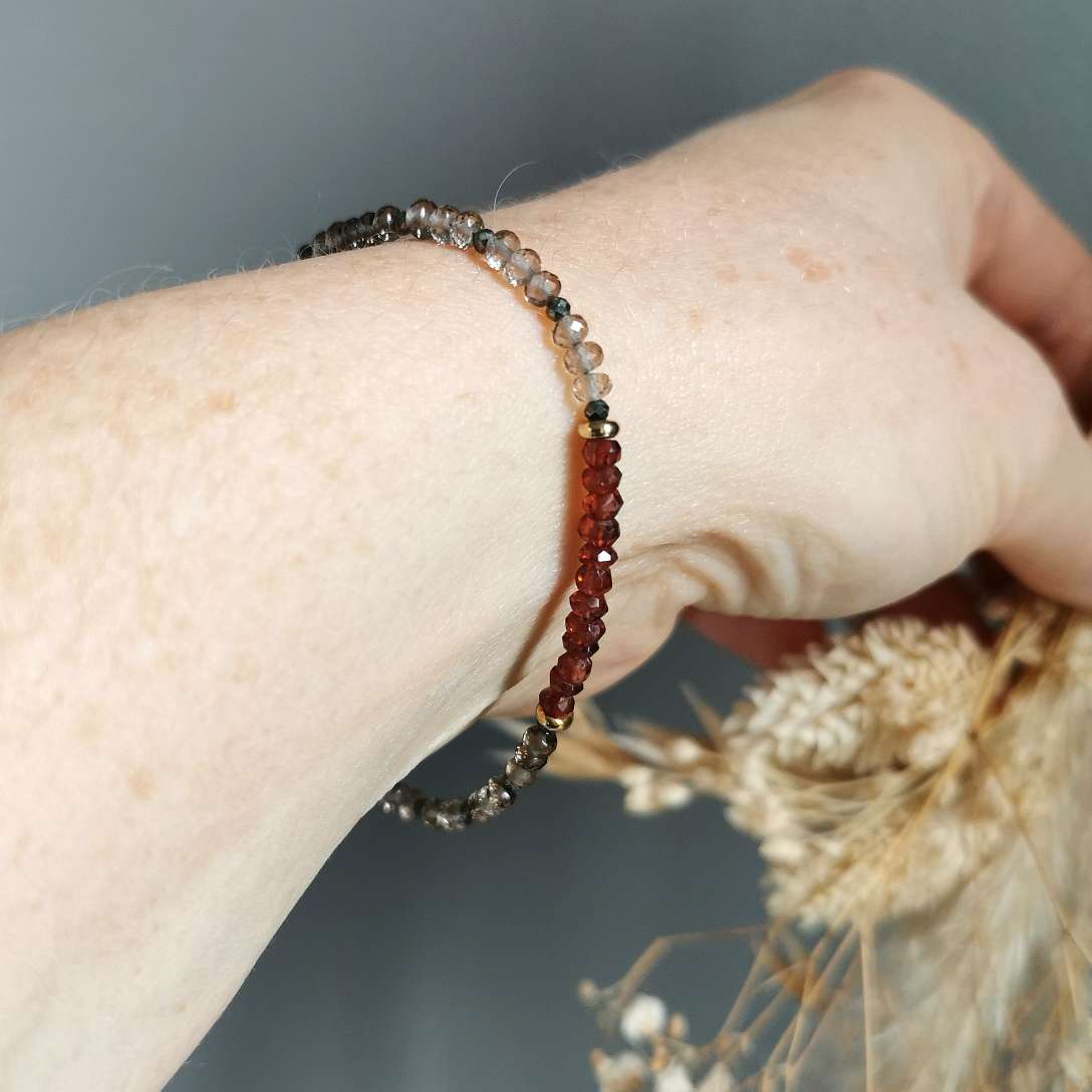 Garnet, Smoky Quartz & Gold bracelet