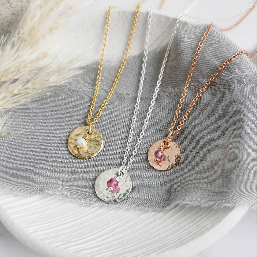 Personalised Gold Birthstone necklace