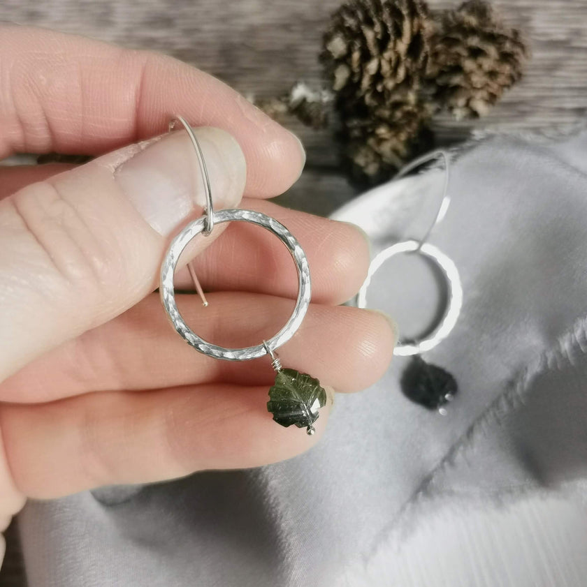 Green Tourmaline and Silver earrings