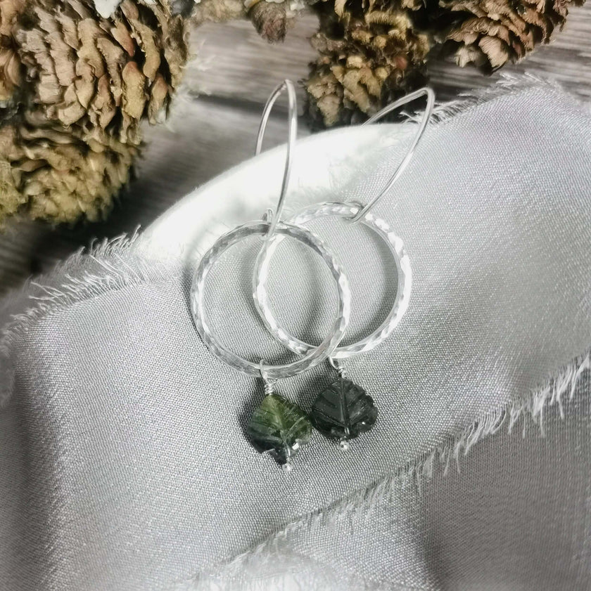 Green Tourmaline and Silver earrings