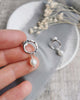 Maxi Orbit Studs - hammered Silver circles with medium freshwater pearls