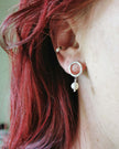 Maxi Orbit Studs - hammered Silver circles with medium freshwater pearls