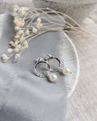Maxi Orbit Studs - hammered Silver circles with medium freshwater pearls