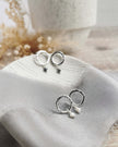 Mini Orbit Studs - hammered Silver circles with small freshwater pearls