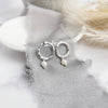 Mini Orbit Studs - hammered Silver circles with small freshwater pearls