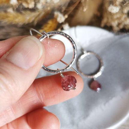 Pink Tourmaline and Silver earrings