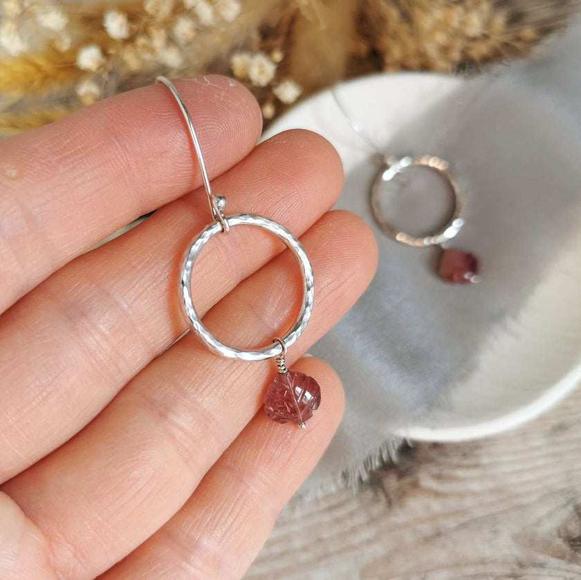 Pink Tourmaline and Silver earrings