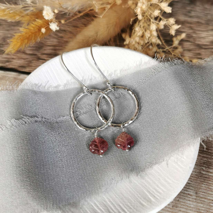 Pink Tourmaline and Silver earrings