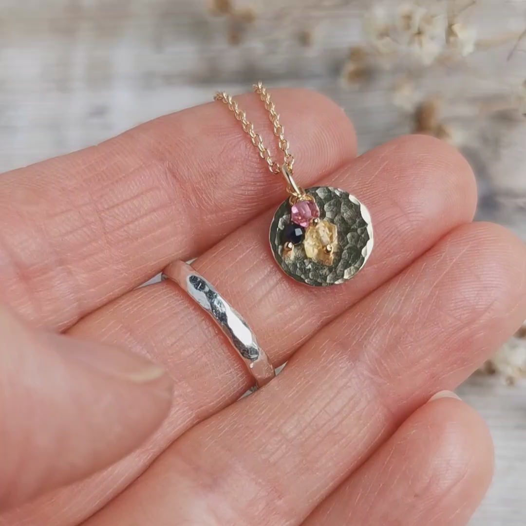 Personalised Gold Birthstone necklace - with Custom Hidden Word