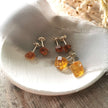 Raw Citrine and Silver stud earrings