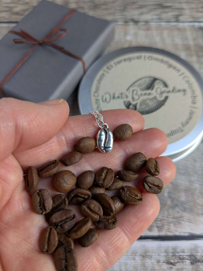 GIFT SET - Silver Coffee Bean Necklace with 60g Tin of Hand-Roasted Coffee (PRE-ORDER)
