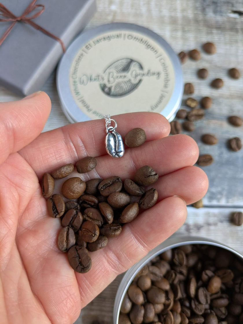 GIFT SET - Silver Coffee Bean Necklace with 60g Tin of Hand-Roasted Coffee (PRE-ORDER)