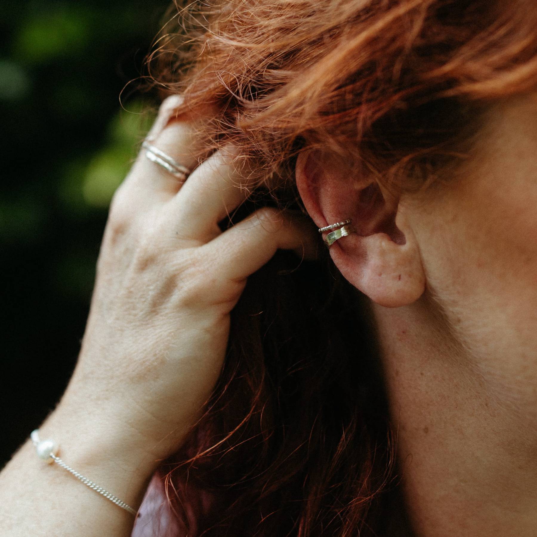 Silver Ear Cuffs - hammered finish - narrow or wide