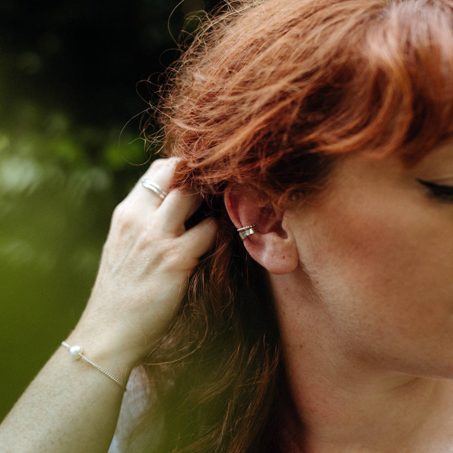 Silver Ear Cuffs - hammered finish - narrow or wide