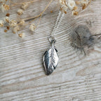 Silver Feather charm necklace - 18 inch silver chain