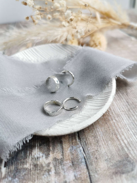 Silver Ear Cuffs - hammered finish - narrow or wide size