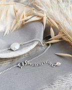 Small Coin Pearl earrings & necklace set in Silver