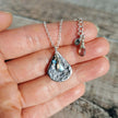 Silver Teardrop pendant with Labradorite charms